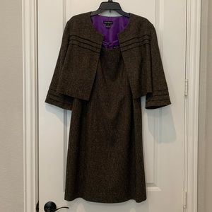 Jessica Howard, 2 piece, knee length, brown dress and jacket, size 12